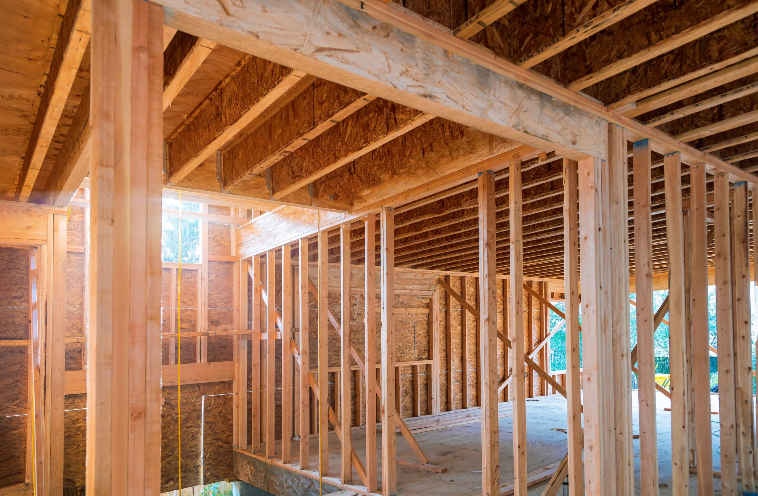 Framing beam of new house under construction home beam construction