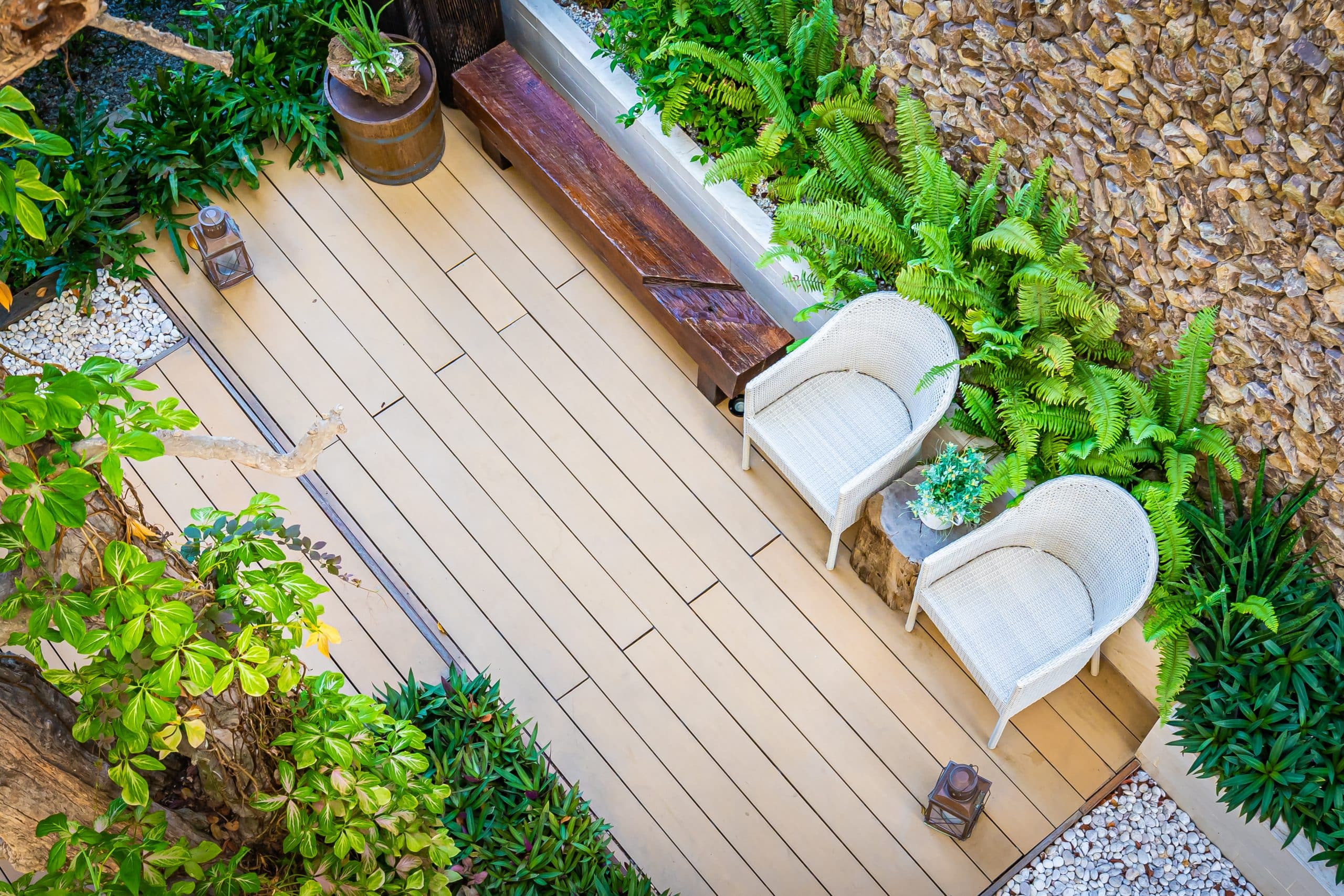 Empty chair decoration outdoor patio for relax and take a break