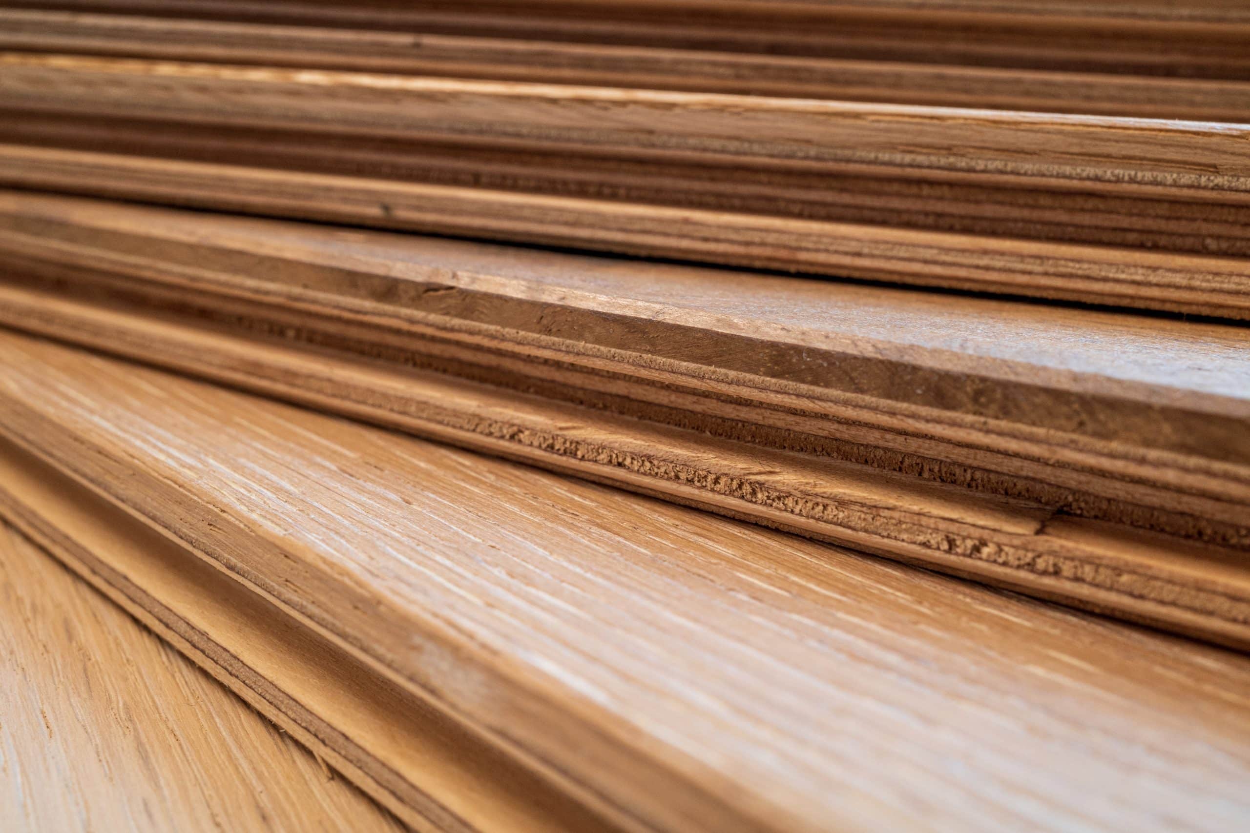 Side view, selective focus of light Engineered hardwood or lamin